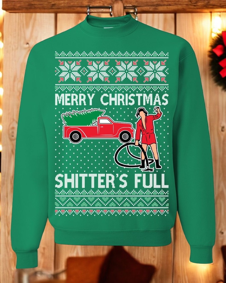 Oncoast Merry Christmas Shitter's Full Ugly Christmas Sweater Sweatshirt Product Photo 2