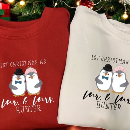 Personalised 1st First Christmas Xmas As Mr & Mrs Custom Name Couple Matching Christmas Shirt Product Photo 1