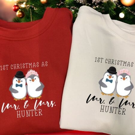 PERSONALISED 1st first Christmas xmas as Mr & Mrs Matching Christmas Couple Sweatshirt Product Photo 1