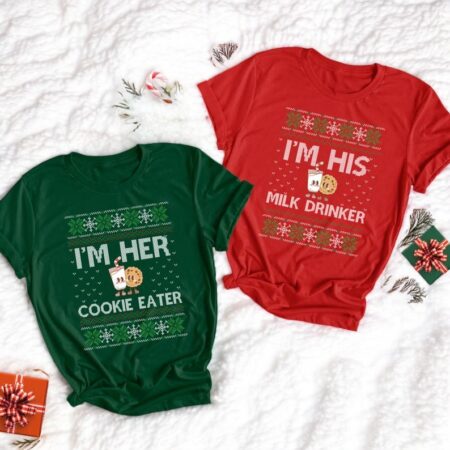 Personalized I'm Her Cookie Eater, I'm His Milk Drinker Couple Matching Christmas Sweatshirts Product Photo 1