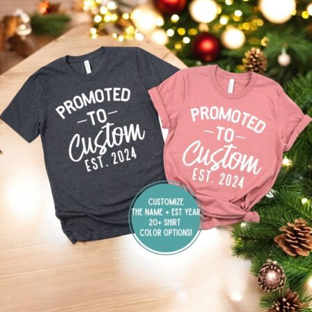 Personalized Promoted To Est 2024 Christmas Couple Matching Shirt Product Photo 1