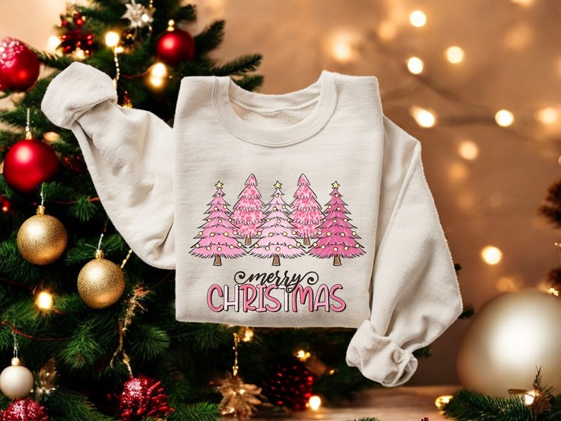 Pink Tree For Women Christmas Sweatshirt Product Photo 2