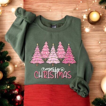 Pink Tree For Women Christmas Sweatshirt Product Photo 1