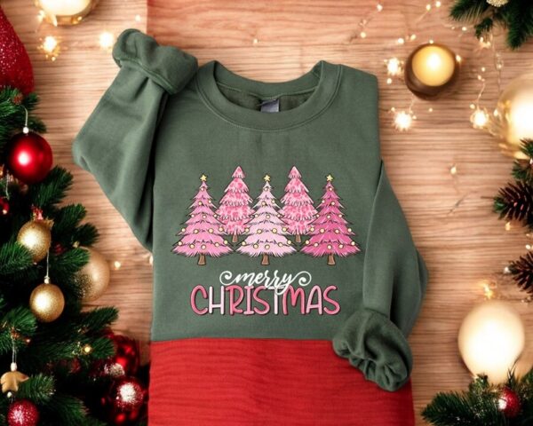 Pink Tree For Women Christmas Sweatshirt Product Photo 1