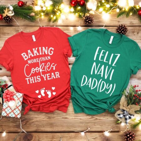 Pregnancy Announcement, Baking Moe Than Cookies This Year Christmas Couple Matching Shirt Product Photo 1