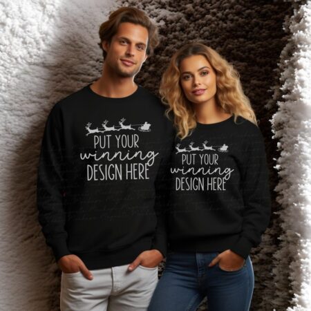 Put Yur Winning Design Here Couple Matching Christmas Sweatshirts Product Photo 1