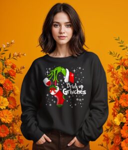 Red Wine Drink Up Grinches Funny Christmas Shirt Product Photo 2