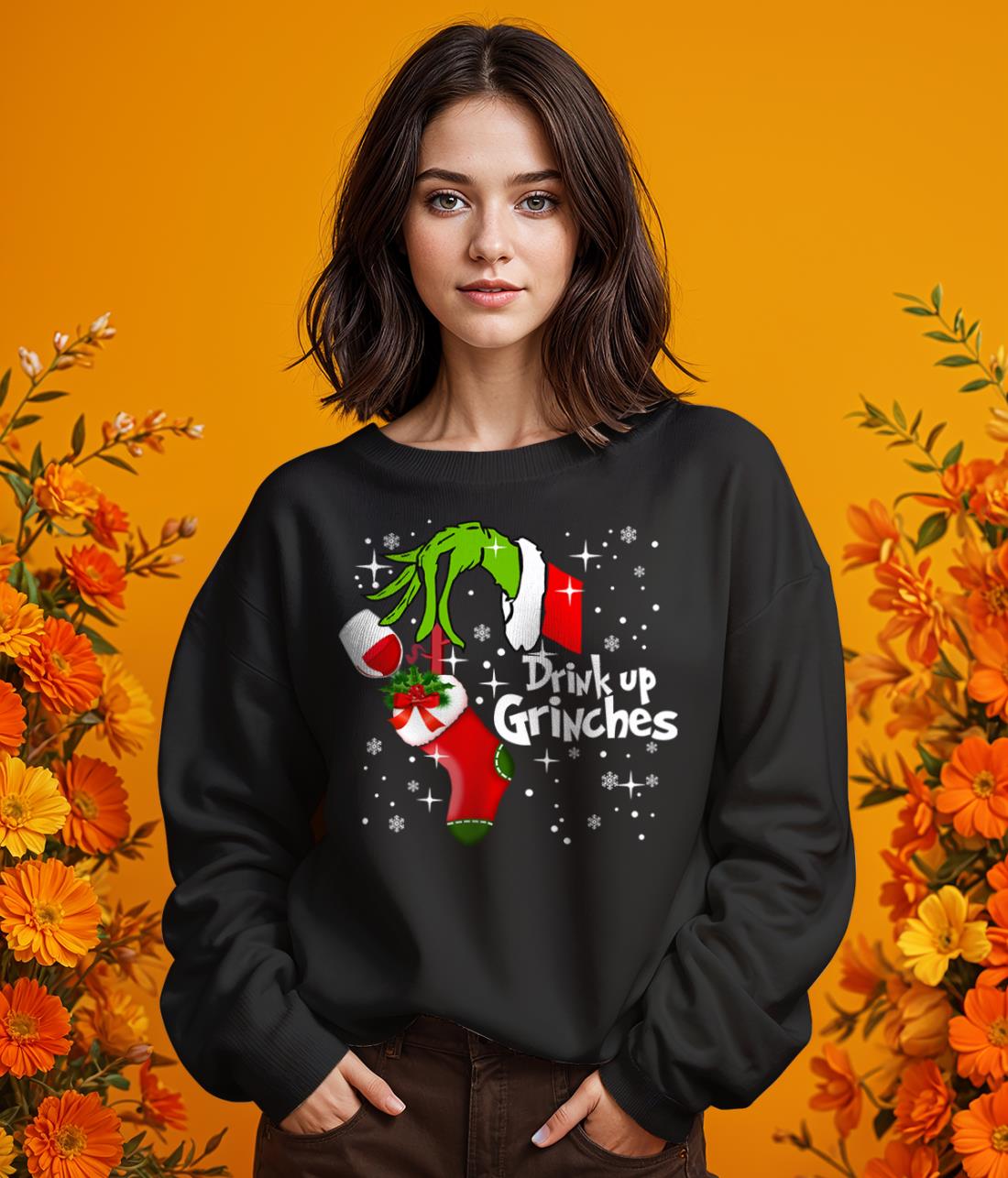 Red Wine Drink Up Grinches Funny Christmas Shirt Product Photo 2