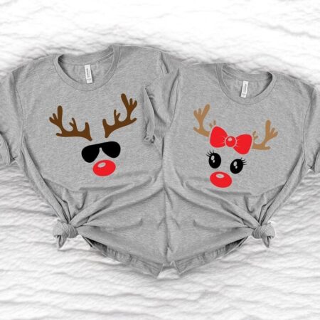 Reindeer Cute Couple Matching Christmas Sweatshirts Product Photo 1