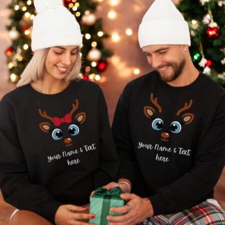 Reindeer Merry Christmas Couple Matching Christmas Shirt Product Photo 1