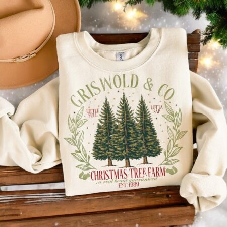 Retro Griiswold & Co. Christmas Tree Farm, Christmas Sweatshirt Product Photo 1