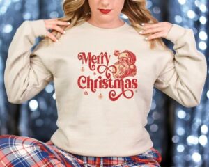 Retro Merry Christmas Sweatshirt Product Photo 3