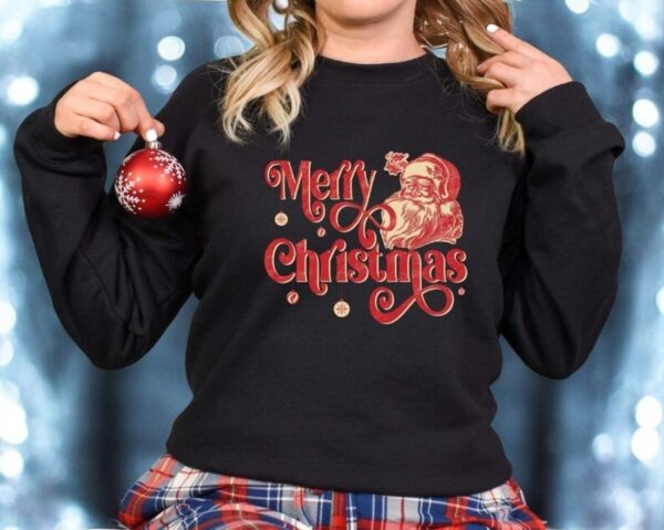 Retro Merry Christmas Sweatshirt Product Photo 1