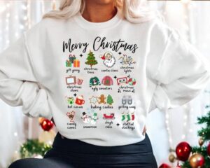 Retro Mery Christmas Sweatshirt, Womens Christmas Sweatshirt Product Photo 2