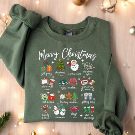 Retro Mery Christmas Sweatshirt, Womens Christmas Sweatshirt Product Photo 1