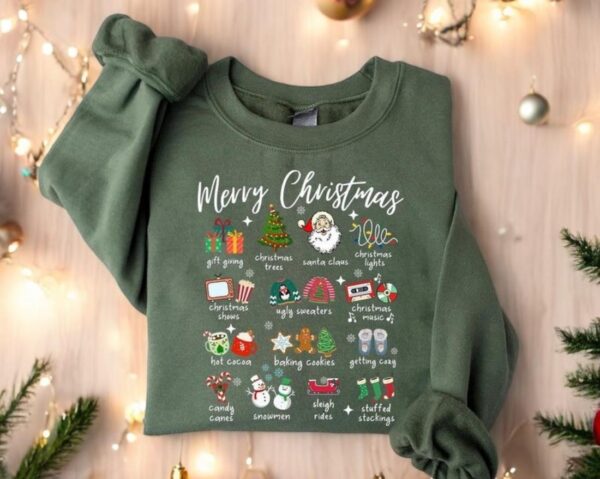 Retro Mery Christmas Sweatshirt, Womens Christmas Sweatshirt Product Photo 1