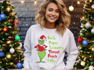 Rock Paper Scissors Grinch Christmas Sweatshirt Product Photo 3