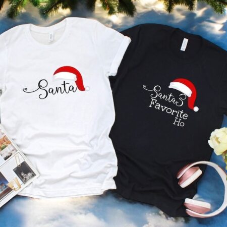 Santa And Santa's Favorite Ho Couple Matching Christmas Shirt Product Photo 1