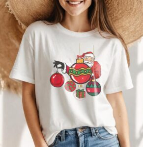 Santa Claus And Beautiful Ornaments, Christmas Shirt Product Photo 4