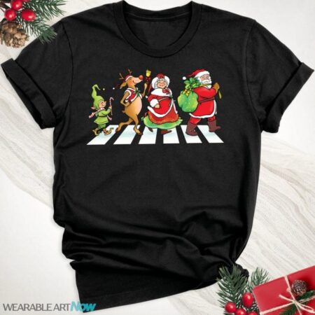 Santa Claus Family Walk on Street Shirt Product Photo 1