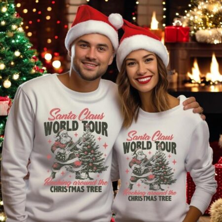 Santa Claus World Tour Rocking Around The Christmas Tree Sweatshirt Product Photo 1