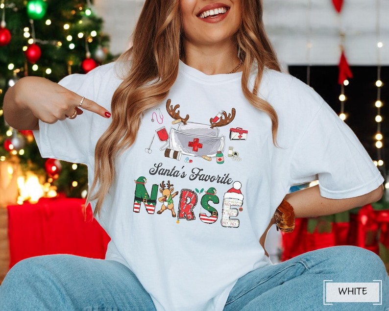 Santa Favorite Nurse, Nursing School Christmas Sweatshirt Product Photo 2