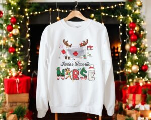 Santa Favorite Nurse, Nursing School Christmas Sweatshirt Product Photo 3