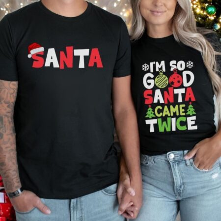 Santa Funny Christmas Couples Shirts Product Photo 1