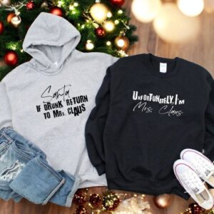 Santa If Drunk Return To Mrrs Claus Christmas Couple Matching Shirt Product Photo 2