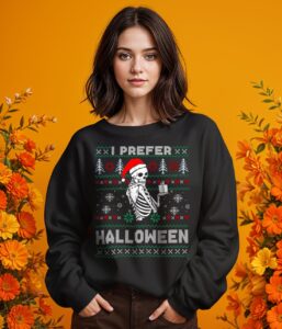 Skeleton Prefer Halloween Christmas Shirt Product Photo 2