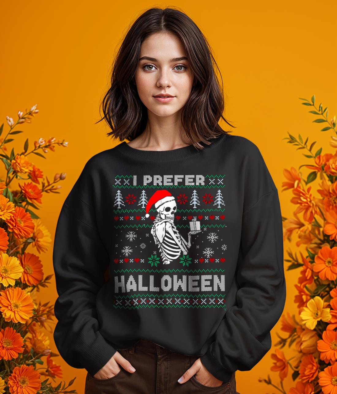 Skeleton Prefer Halloween Christmas Shirt Product Photo 2