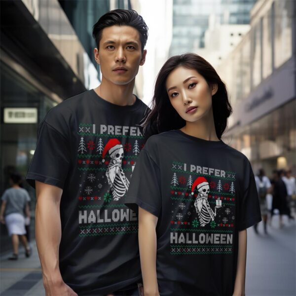 Skeleton Prefer Halloween Christmas Shirt Product Photo 1