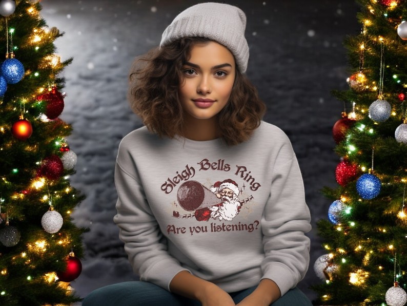 Sleigh Bells Ring, Are You Listening Vintage Christmas Sweatshirt Product Photo 3