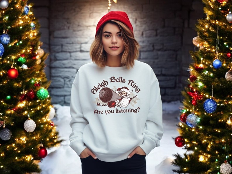 Sleigh Bells Ring, Are You Listening Vintage Christmas Sweatshirt Product Photo 5