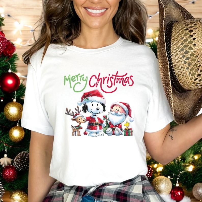 Snoopy And Santa Claus Funny Merry Christmas Sweatshirt Product Photo 2