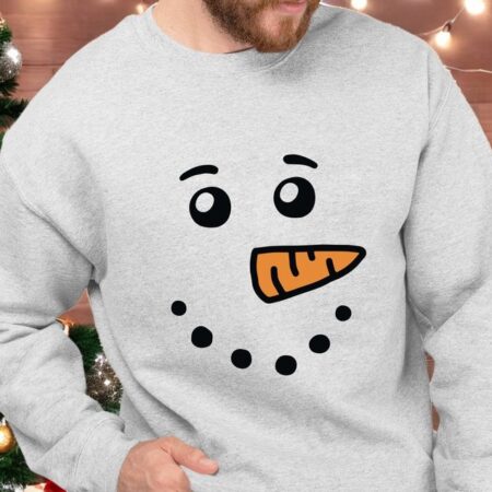 Snowman Snowwoman Face Christmas Couple Matching Sweatshirt Product Photo 1