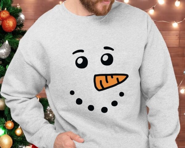 Snowman Snowwoman Face Christmas Couple Matching Sweatshirt Product Photo 1