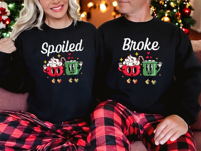 Spoiled, Broken Couple Matching Christmas Shirt Product Photo 2