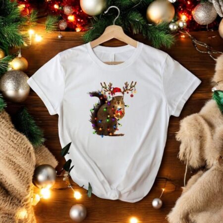 Squirrel Christmas Lights Shirt, Funny Christmas Shirt, Hoodie, Christmas Sweatshirt Product Photo 1