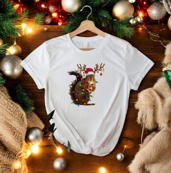 Squirrel Christmas Lights Shirt, Funny Christmas Shirt, Hoodie, Christmas Sweatshirt Product Photo 1