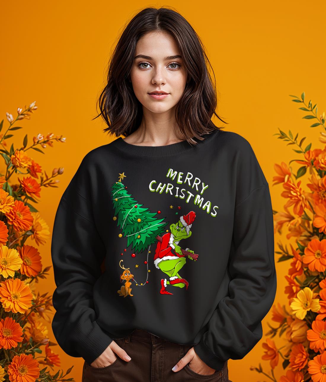 Stealing Christmas Tree Shirt, Hoodie, Christmas Sweatshirt - Girl Black Swearshirt