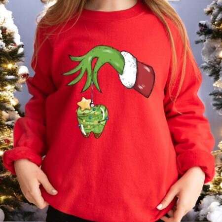 Stole Teeth Funny Dentist Grinch Hand Christmas Sweatshirt Product Photo 1