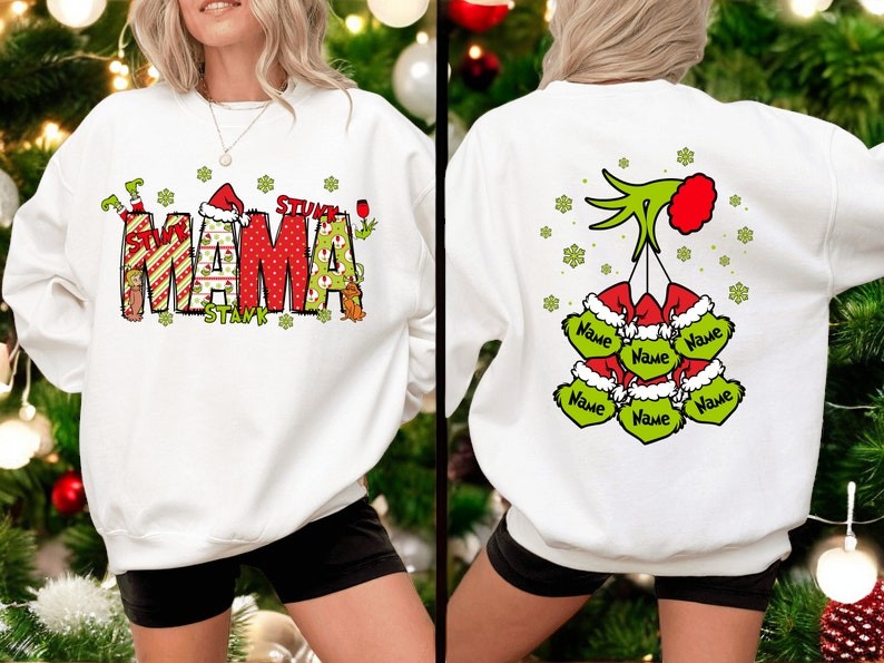 stunk mama personalized name the grinch christmas sweatshirt Product Photo 2