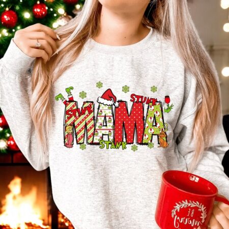 stunk mama personalized name the grinch christmas sweatshirt Product Photo 1