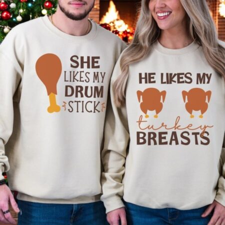 Thanksgiving Couple Sweatshirt Product Photo 1