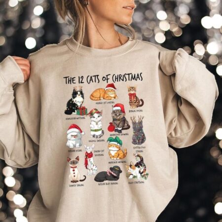 The 12 Cats of Christmas Shirt Product Photo 1