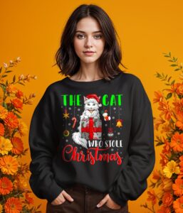 The Cat Who Stole Christmas Funny Christmas Santa T-Shirt Product Photo 2