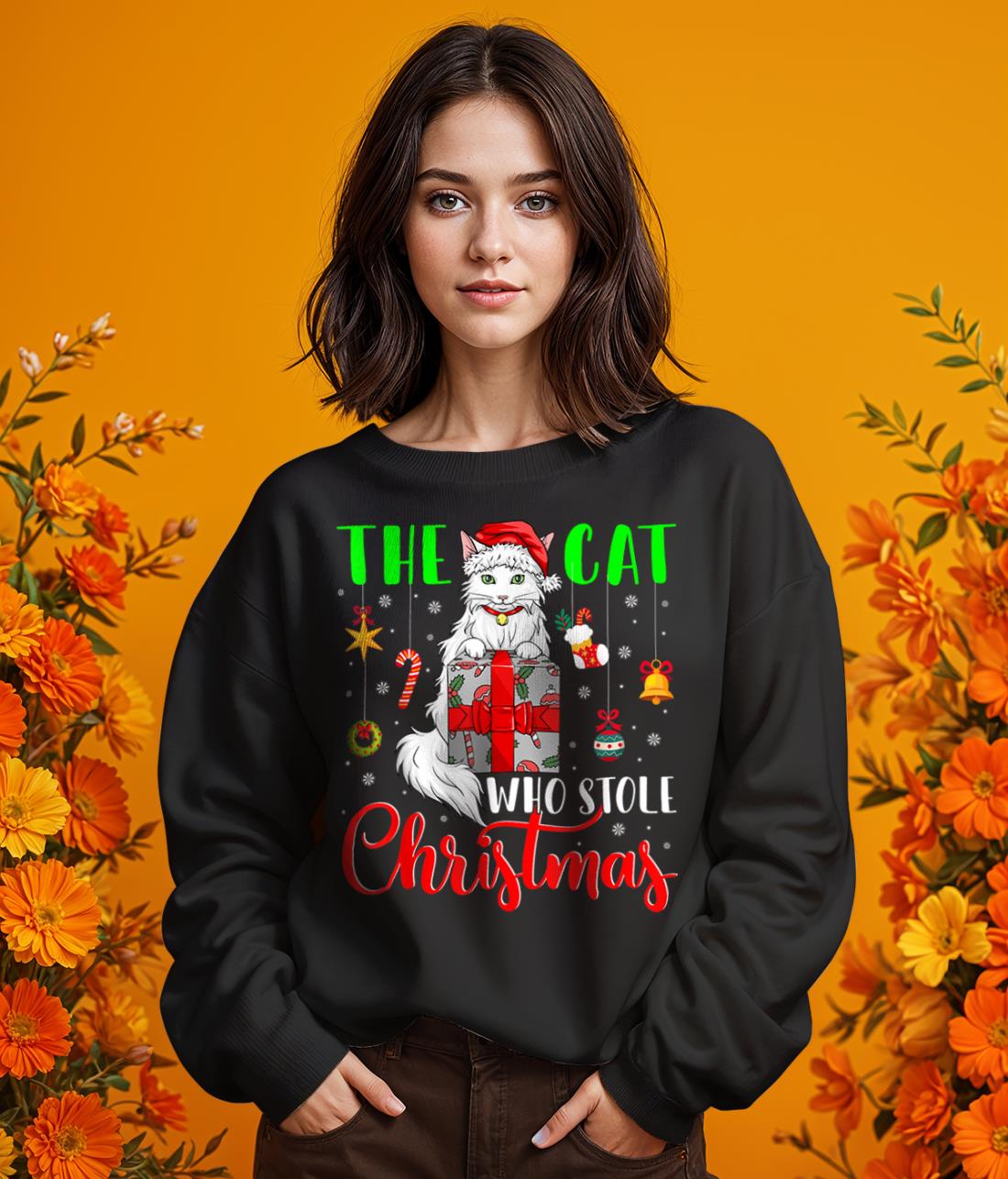 The Cat Who Stole Christmas Funny Christmas Santa T-Shirt Product Photo 2