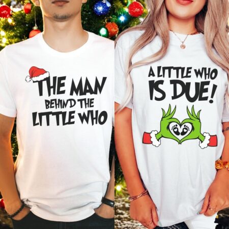 The Grinch A Littlee Who Í Due Ugly 2024, He Man Behind The Litle Who Matching Christmas Couple Shirt Product Photo 1