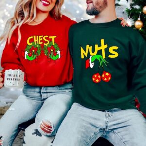 The Grinch Chest Nuts Couples Matching Christmas Sweatshirts Product Photo 2